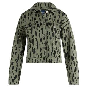 🖤🐆 Animal-Print Cropped Jacket (Size S)